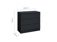 Birlea Oslo Black 3 Drawer Chest Thumbnail