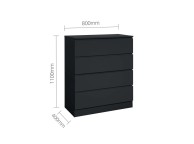 Birlea Oslo Black 4 Drawer Chest Thumbnail