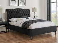 Limelight Rosa 4ft6 Double Black Velvet Fabric Bed Frame Thumbnail