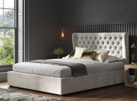 Emporia Hampstead 5ft Kingsize Light Grey Velvet Fabric Ottoman Bed Thumbnail