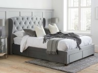 Birlea Hope 4ft6 Double Grey Velvet Fabric Bed Frame With Drawers Thumbnail
