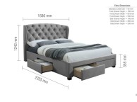 Birlea Hope 5ft Kingsize Grey Velvet Fabric Bed Frame With Drawers Thumbnail