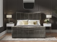 Emporia Bosworth 5ft Kingsize Mid Grey Velvet Fabric Ottoman Sleigh Bed Thumbnail
