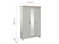 Birlea Highgate Grey And Oak Finish 3 Door Wardrobe With Mirror Thumbnail