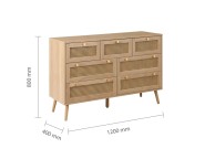 Birlea Croxley Rattan And Oak Finish 5 Drawer Chest Thumbnail