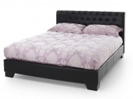 Serene Roma 4ft6 Double Black Faux Leather Bed Frame Thumbnail