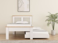 Flintshire Hendre 3ft Single White And Oak Finish Wooden Guest Bed Thumbnail
