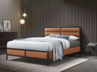 Flintshire Marford 5ft Kingsize Tan PU Leather And Metal Bed Thumbnail