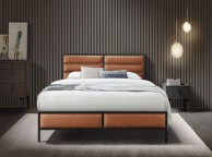 Flintshire Marford 5ft Kingsize Tan PU Leather And Metal Bed Thumbnail