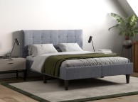 Flair Furnishings Perth 4ft6 Double Grey Fabric Bed Frame Thumbnail