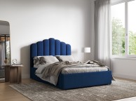 Flair Furnishings Poseidon Navy Blue Velvet Fabric 5ft Kingsize Ottoman Bed Thumbnail