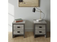 GFW Boston 2 Drawer Bedside Table PAIR in Grey Thumbnail