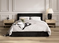 LPD Berlin 6ft Super Kingsize Black Fabric Ottoman Bed Frame Thumbnail