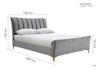 Birlea Clover 4ft6 Double Grey Velvet Fabric Bed Frame Thumbnail
