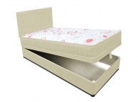Joseph Planet Cream 2ft 6 Small Single Open Coil (Bonnell) Spring Ottoman Lift Divan Bed WITH FREE HEADBOARD Thumbnail