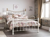 Serene Ethan Ivory Gloss with Brass 6ft Super King Size Metal Bed Frame Thumbnail