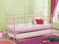 Birlea Jessica 3ft Single Pink Metal Day Bed Frame with Trundle Thumbnail