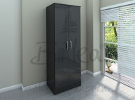 Birlea Lynx Black with Black Gloss 2 Door Wardrobe Thumbnail