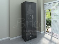 Birlea Lynx Black with Black Gloss 2 Door Combi Robe Thumbnail