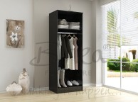 Birlea Lynx Black with Black Gloss 2 Door Wardrobe Thumbnail