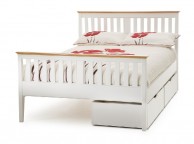 Serene Grace 4ft Small Double White Wooden Bed Frame with High Foot End Thumbnail