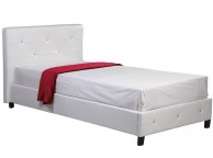 GFW Crystal 3ft Single White Faux Leather Bed Frame Thumbnail