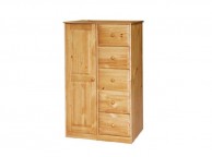 Core Balmoral Pine 1 Door 5 Drawer Tallboy Wardrobe Thumbnail