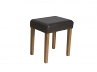 Core Milano Brown Faux Leather Stool With Medium Wood Legs Thumbnail