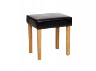 Core Milano Black Faux Leather Stool With Light Wood Legs Thumbnail