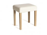 Core Milano Cream Faux Leather Stool With Light Wood Legs Thumbnail