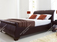 Kaydian Bamburgh 6ft Super Kingsize Brown Leather Sleigh Bed Thumbnail