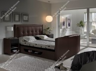 Kaydian Bowburn 5ft Kingsize Brown Leather TV Bed Thumbnail