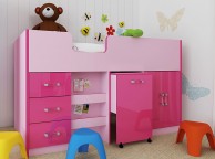 GFW Ottawa 2 Tones Gloss Pink Mid Sleeper Bed Frame Thumbnail