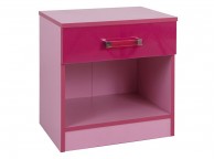 GFW Ottawa 2 Tones Gloss Pink 1 Drawer Bedside Cabinet Thumbnail