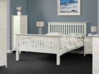 Julian Bowen Barcelona High Foot End Stone White 4ft6 Double Wooden Bed Thumbnail