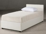 GFW End Lift Ottoman 3ft Single White Faux Leather Bed Frame Thumbnail