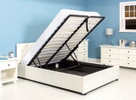 GFW Michigan Crystal 4ft6 Double White Faux Leather Ottoman Lift Bed Frame Thumbnail