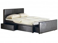 GFW Colorado 4ft6 Double Black Faux Leather Storage Bed Frame Thumbnail
