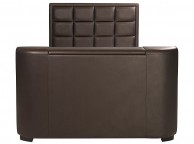GFW Lincoln 4ft6 Double Brown Faux Leather TV Bed Frame Thumbnail