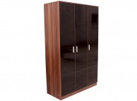 GFW Ottawa 3 Door Wardrobe in Walnut and Black Gloss Thumbnail