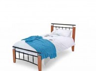 Metal Beds Kentucky 3ft (90cm) Single Black and Antique Oak Bed Frame Thumbnail