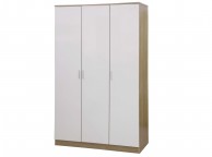 GFW Ottawa 3 Door Wardrobe in Oak and White Gloss Thumbnail