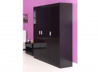 GFW Ottawa 3 Door Wardrobe in Black Oak and Black Gloss Thumbnail