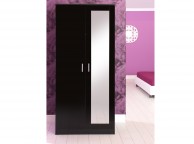 GFW Ottawa 2 Door Wardrobe with Mirror in Black Oak and Black Gloss Thumbnail
