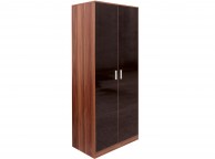 GFW Ottawa 2 Door Wardrobe in Walnut and Black Gloss Thumbnail