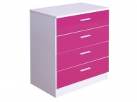 GFW Ottawa 4 Drawer Chest in  White and Pink Gloss Thumbnail