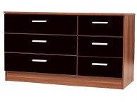 GFW Ottawa 3 plus 3 Drawer Chest in Walnut and Black Gloss Thumbnail