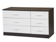 GFW Ottawa 3 plus 3 Drawer Chest in Black Oak and White Gloss Thumbnail