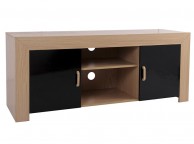 GFW Los Angeles TV Cabinet in Oak Effect and Black Gloss Thumbnail