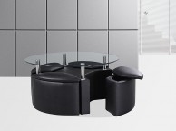 GFW Dakota Coffee Table with Stools in Black Faux Leather Thumbnail